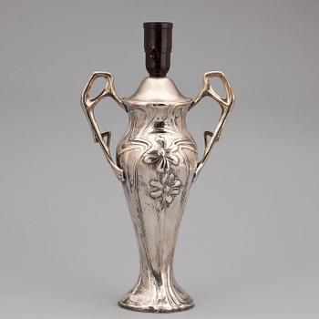 VAS/BORDSLAMPA, nysilver, jugend tidigt 1900-tal.