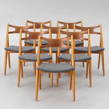 Hans J. Wegner, eight model CH-29 'Savbukkestolen' chairs, Denmark, mid 20th century.