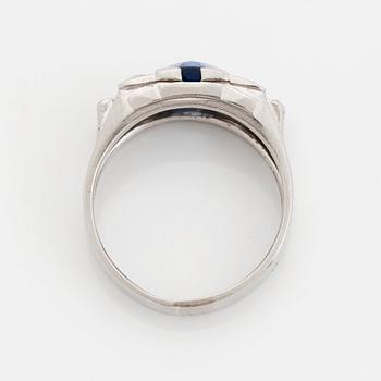 An 18K white gold ring set with a faceted sapphire weight ca 2.00 cts.