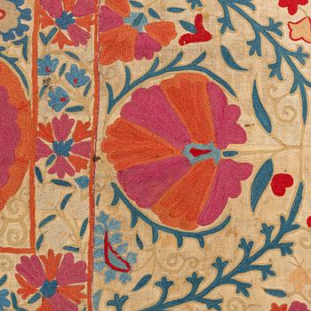 A 19th century Suzani embroidery, probably Nurata region, Uzbekistan, ca 169 x 113 cm.