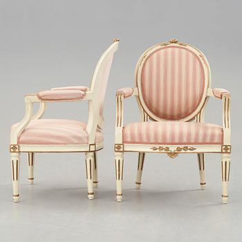 A pair of Gustavian armchairs.