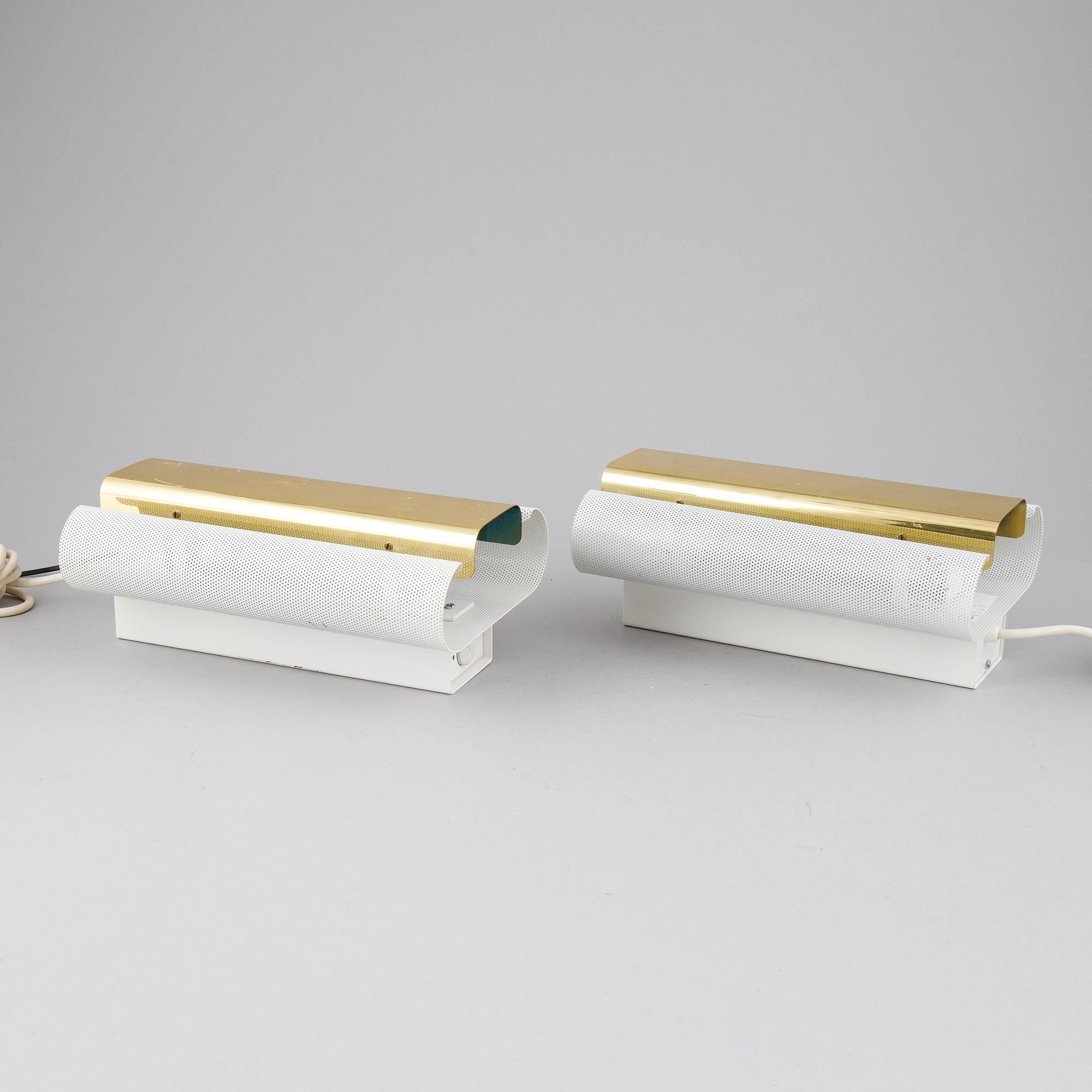 Hans-Agne Jakobsson, a pair of 'V-451/18L'/'Rasputin' brass wall lights from Markaryd.