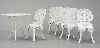 TRÄDGÅRDSMÖBLER, 7 delar, metall, 1900-tal.