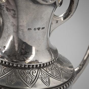 KAFFESERVIS, silver, 3 delar. August Johanson, Jönköping, 1900. Vikt ca 1130 g.