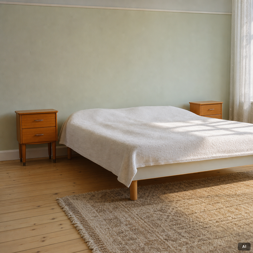 Bedside tables, a pair, mid-20th century.