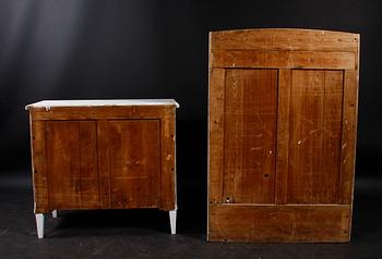 BYRÅ MED SKÅPSÖVERDEL, 1800-tal.
