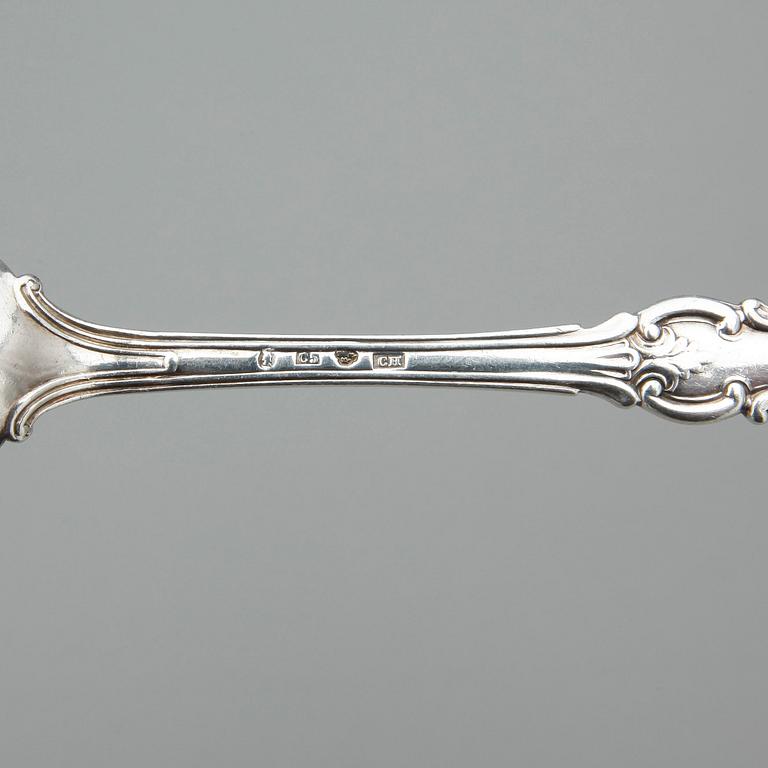 EFTERRÄTTSSKEDAR, 7 st silver, Christian Hammer, Stockholm 1857. Total vikt ca 266 gram.