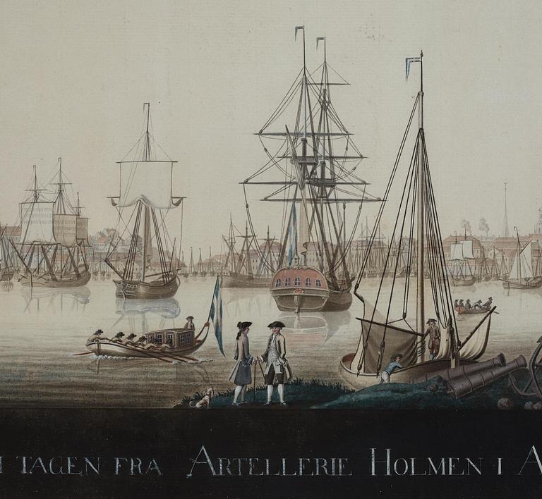 Svensk konstnär, 1700-tal, "Prospect af Staden Stokholm tagen fra Artellerie Holmen i Aaret MDCCLXXII" (1772).