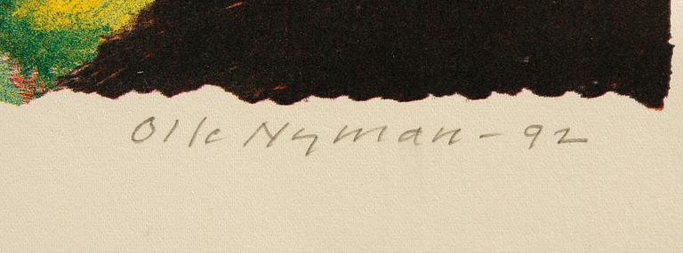 OLLE NYMAN, färglitografier, 2 st, sign o dat -92.