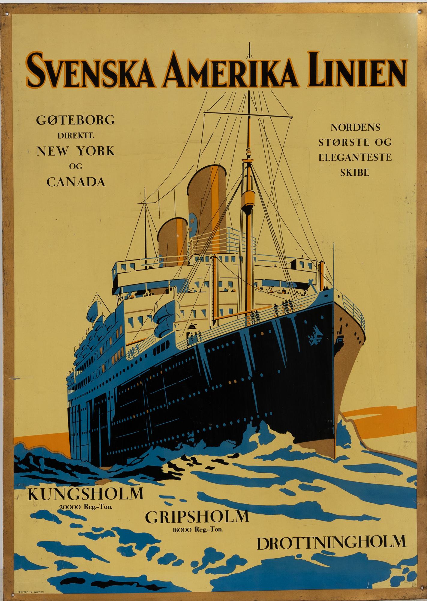 Advertising plate, for the Swedish American Line.