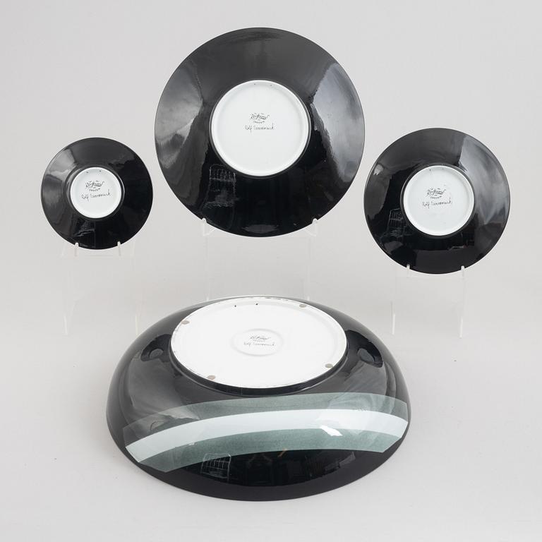 Rolf Sinnemark, three stoneware dishes and a bowl, 'Atlantis', Rörstrand.