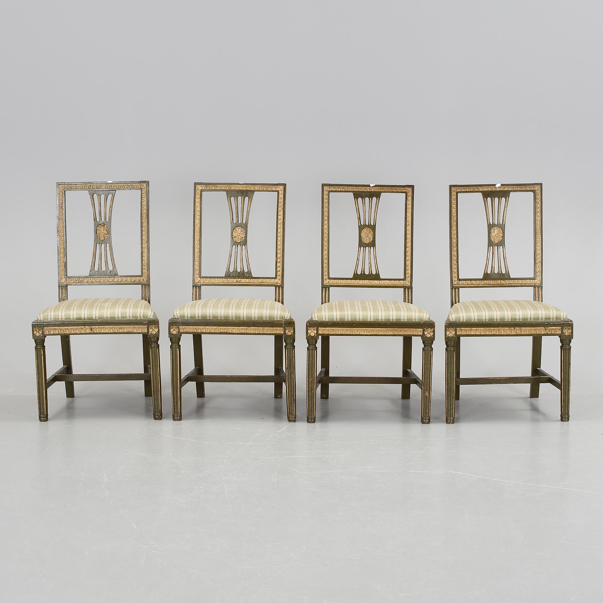 STOLAR, 4 st, sengustaviansk stil 1800-talets mitt/andra hälft.