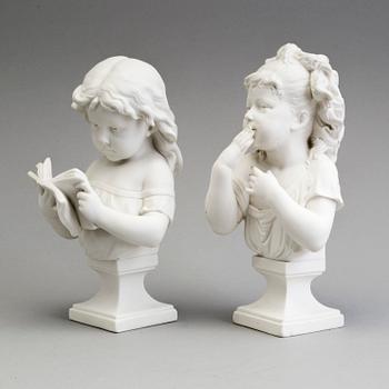 A PAIR OF PARIAN BUSTS, Gustafsberg ca 1900.