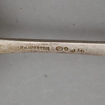 PARTI BESTICK, 18 st, silver, bland annat August Wilhelm Arnesen, Stockholm, 1869. Vikt ca 570g.