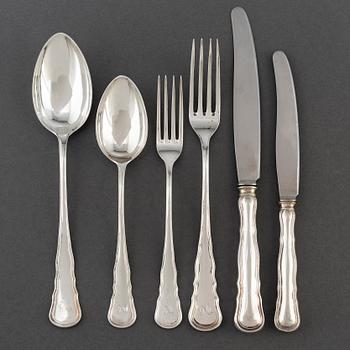 CG HALLBERG, a 48-piece silver cutlery service from Stockholm, 1927-9.