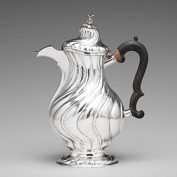 Johan Wennerwall, Göteborg 1756, kaffekanna, silver, rokoko.