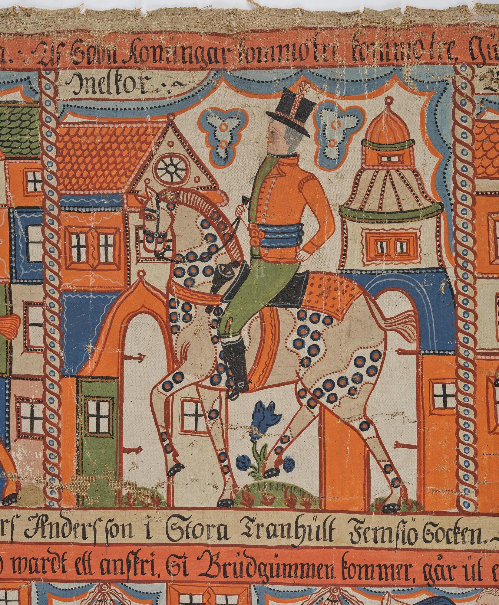 A traditional folk art painting attributed to Anders Andersson, Femsjö (1782-1865).