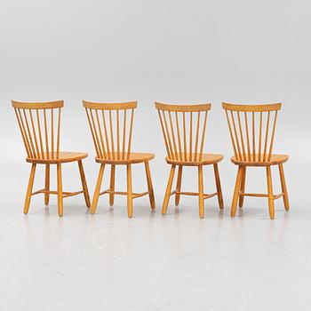 Carl Malmsten, four birch 'Lilla Åland' chairs from Stolab dated 1996.