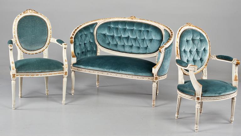 STITTGRUPP, 5 delar, gustaviansk stil, omkring 1900-talets mitt.