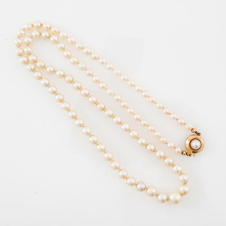 Collier, 18K guld och pärlor.