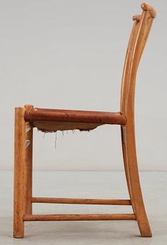 Arne Jacobsen, An Arne Jacobsen beech and light brown leather dining chair, Fritz Hansen, Denmark 1930's.