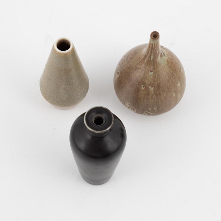 A set of nine stoneware miniatures, vases and bowls, Rörstrand.