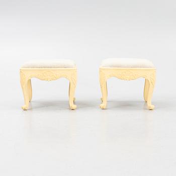 A pair of Rococo style stools, mid-20th Century.