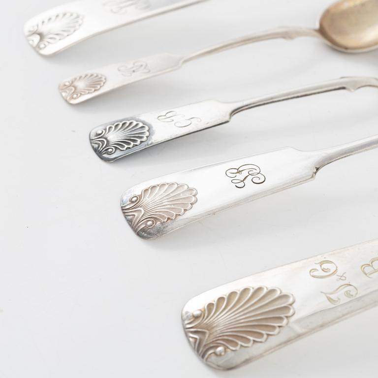 Cutlery, 17 pieces, silver, including Osuusliike Kultaseppä, Turku, Finland 1930.