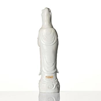 A blanc de chine figure of Guanyin, Qing dynasty, 18th century.