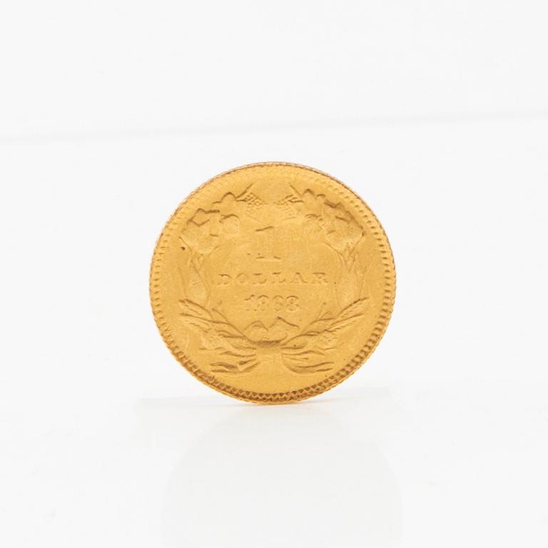 Gold coin 1 dollar USA 1868.