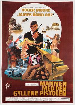 FILMAFFISCH, offset, James Bond "Mannen med den gyllene pistolen", United Artists, Tryckeri AB Småland, Jönköping, 1974.