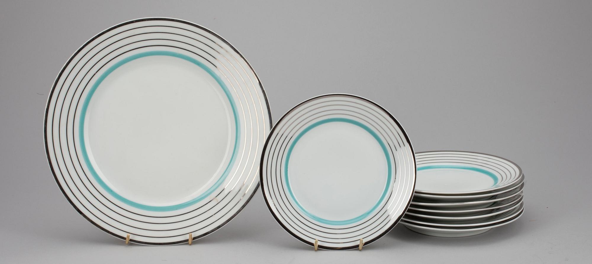 KAFFESERVIS, 35 delar, porslin, "Silverrand", Greta Lisa Jäderholm-Snellman, Arabia.