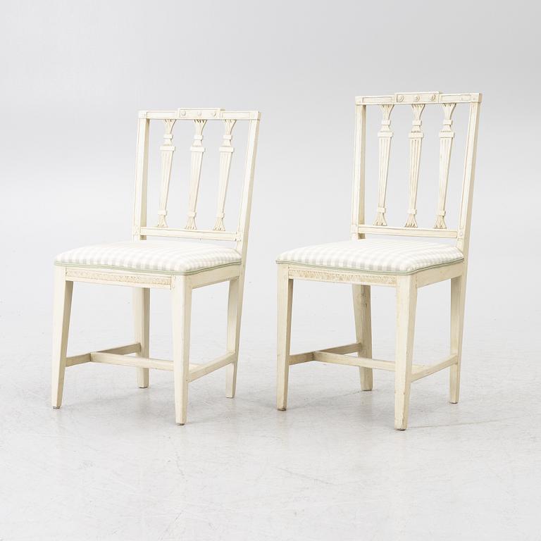 Four late Gustavian chairs, 19th century.