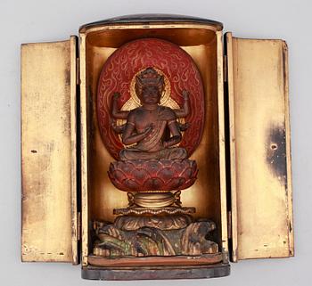 FIGUR, bemålat trä, Japan, Meiji 1868-1912.