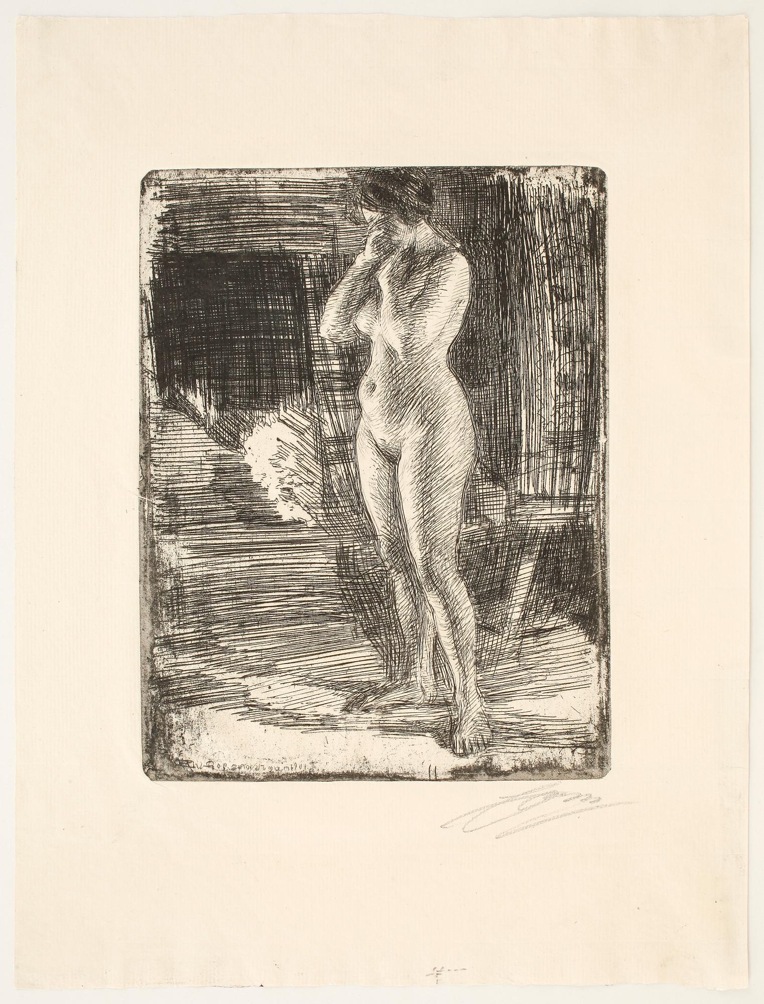 ANDERS ZORN, etsning, utförd 1906, signerad med blyerts.