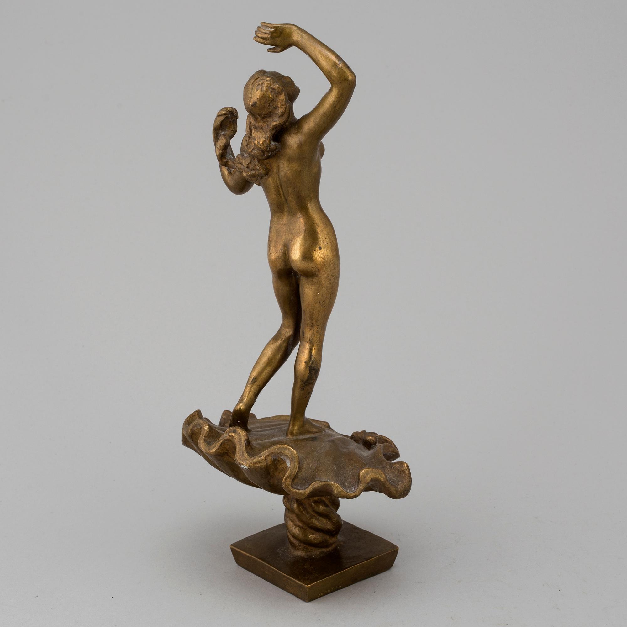 CARL ELDH, skulptur, guldpatinerad brons, signerad Eldh.