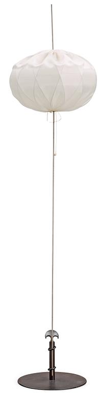 A Tore Ahlsén patinated bronze and white metal floor lamp, probably for Nordiska Kompaniet, 1940's.