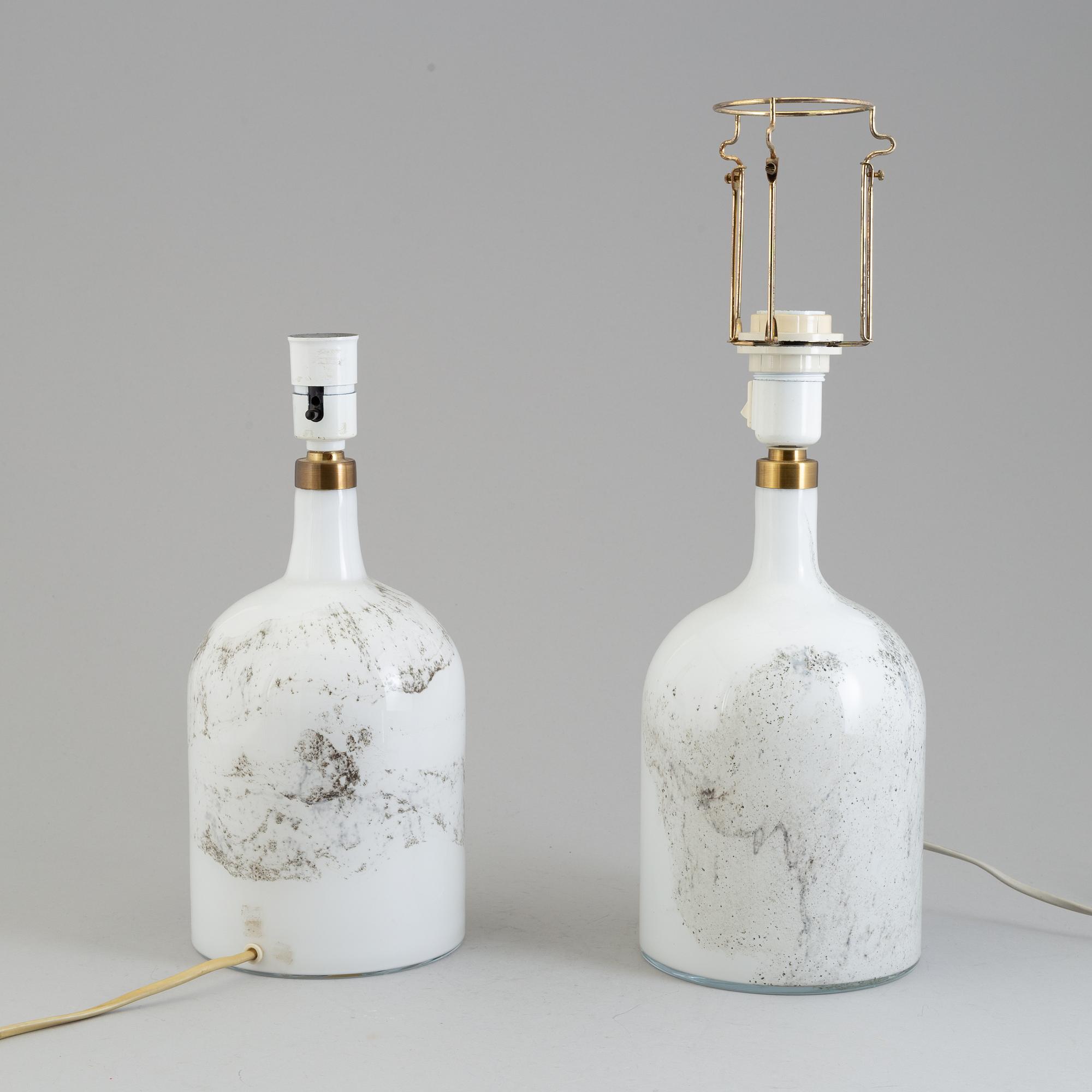 TABLE LAMPS, a pair, Holmegaard, signed with label. Second half of the 20th century.