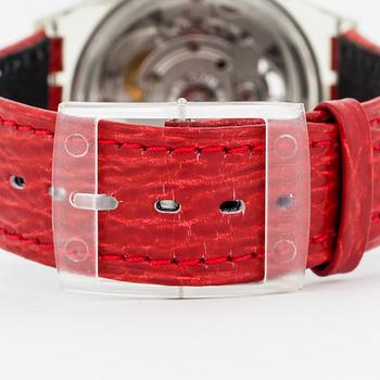 SWATCH, Automatic, Red Ahead, wristwatch, 36.8 mm,