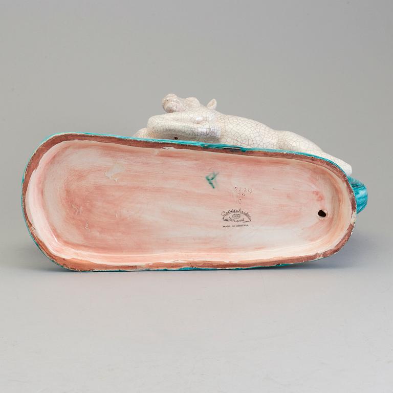 GOLDSCHEIDER, an earthenware craquelure glazed sculpture of horses, Austria.