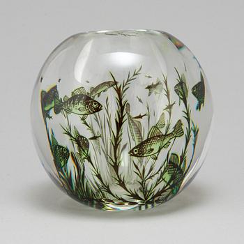 EDWARD HALD, a 'Fiskgraal' glass vase from Orrefors, signed.