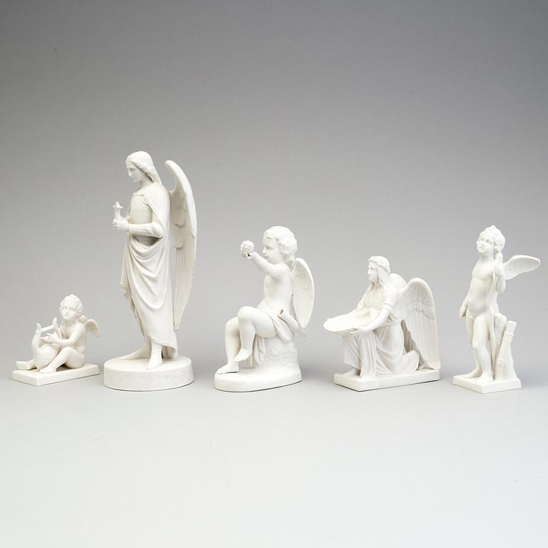 FIVE PARIAN FIGURES, Gustafsberg, early 20th century.