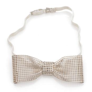 A silver bow-tie.