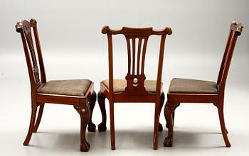 MATSALSGRUPP, 22 delar, Chippendalestil, 1800-1900-tal.