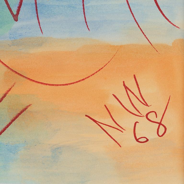 NELL WALDEN, mixed media on paper, signed and dated -68.