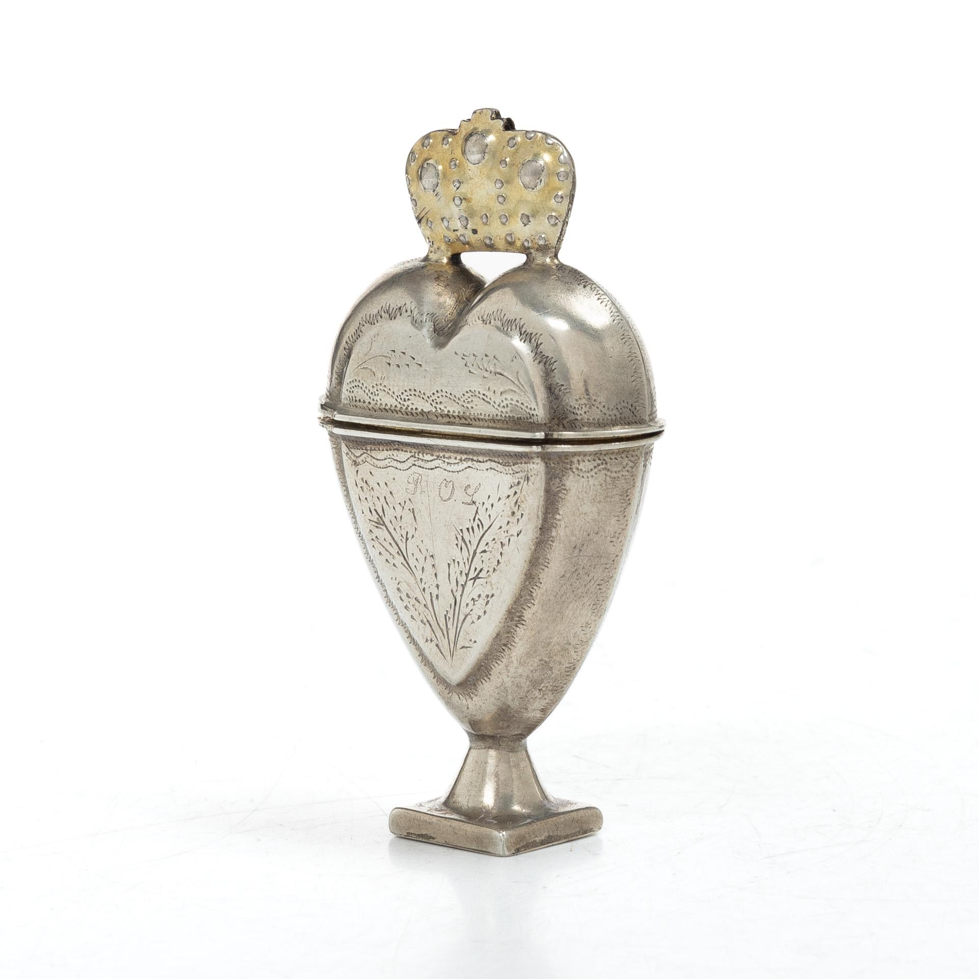 Scent box, silver, possibly mark of Elling Olai Johansen, Stavanger, Norway, 19th century.