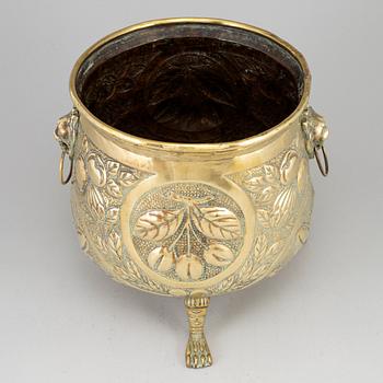 A 19th century brass flower pot.