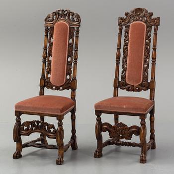 A dining table and eight chairs, Baroque and baroque style, 20th century and older.