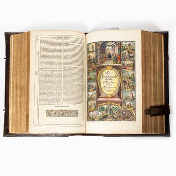 Biblia, Nürnberg 1662, med vackert bemålade gravyrer.
