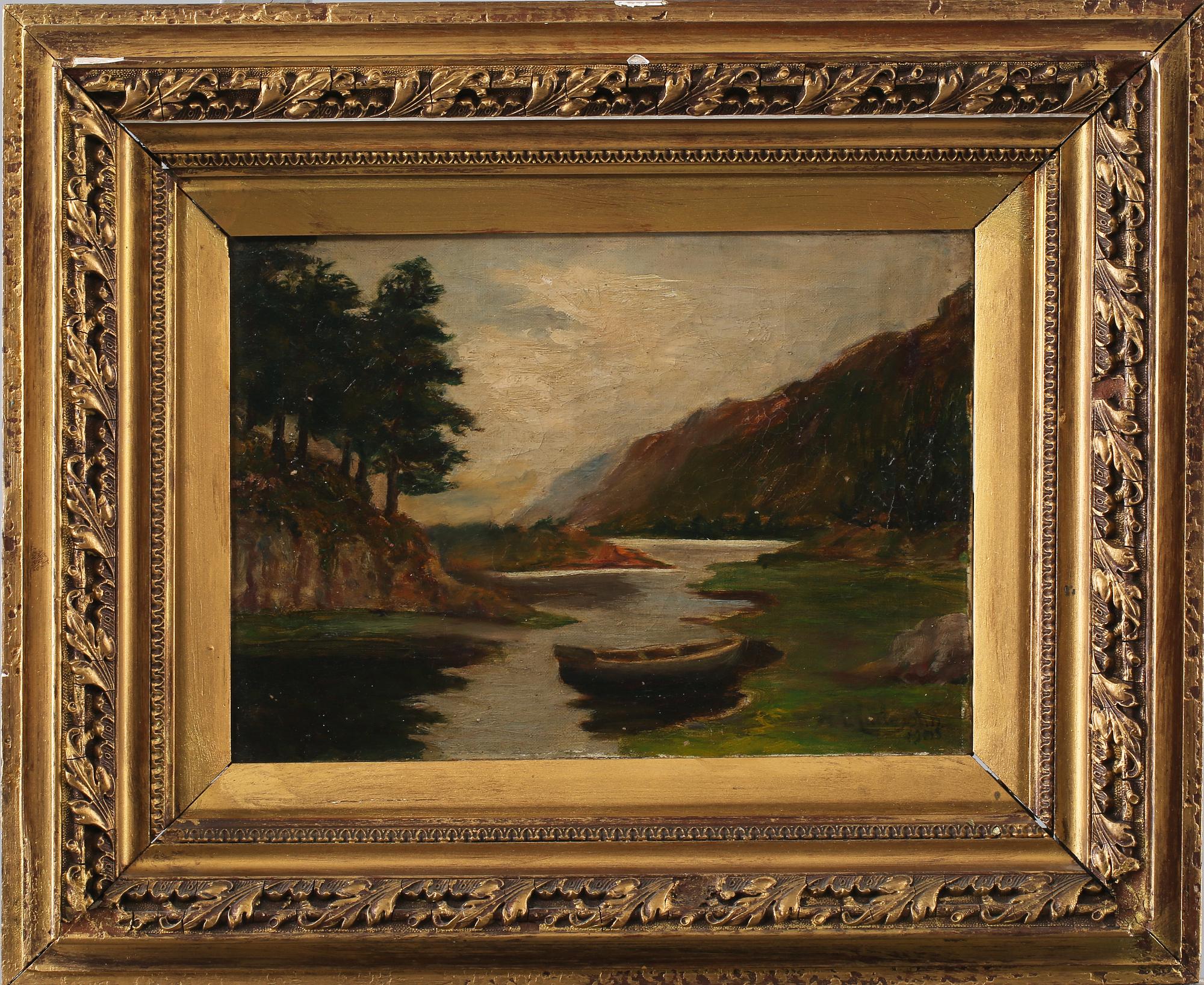 OKÄND KONSTNÄR, olja på duk, signerad H C Littlejohn(?) samt daterad 1905.